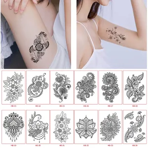 Semi Permanent Long Lasting Realistic Flower Lace Waterproof Temporary Tattoos Fake Flower Stickers