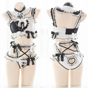 Sexy black white love underwear set YC23970