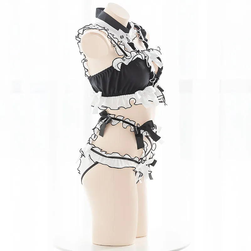 Sexy black white love underwear set YC23970