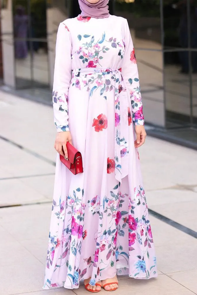 Shaimaa Chiffon Dress with Belt