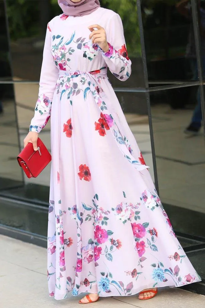 Shaimaa Chiffon Dress with Belt