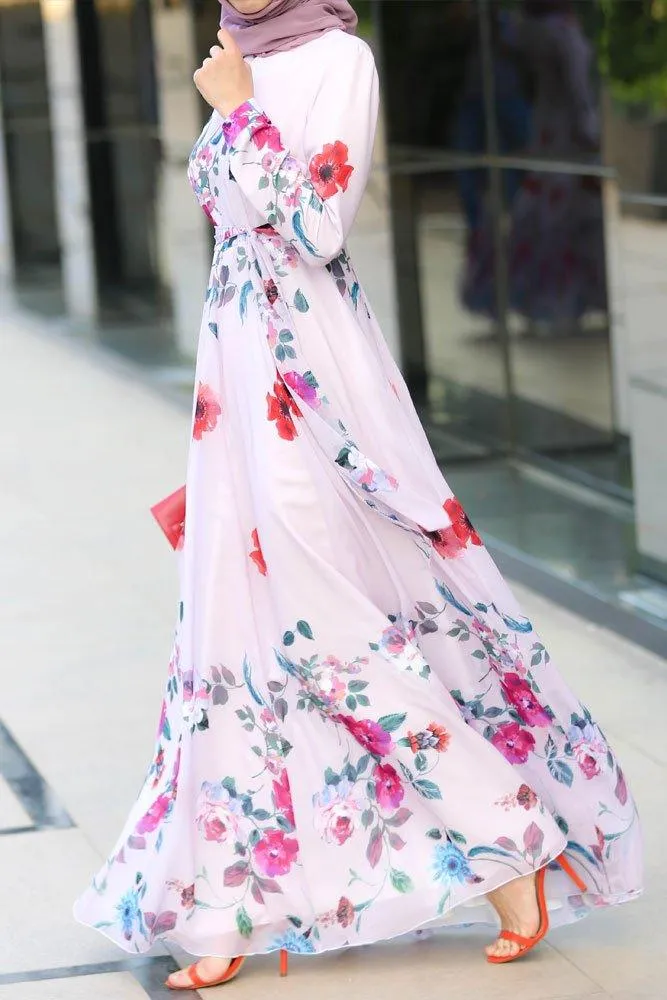 Shaimaa Chiffon Dress with Belt