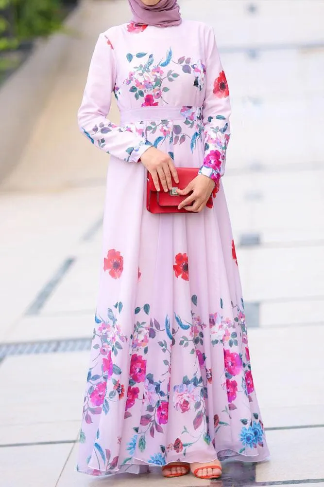 Shaimaa Chiffon Dress with Belt