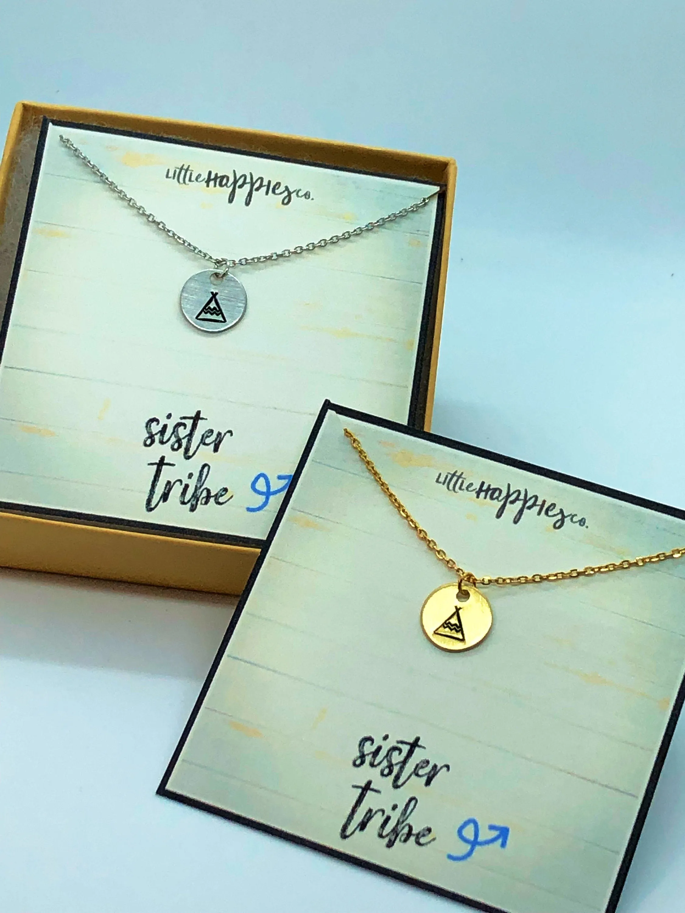 sister tribe, sister gift, gift for sister, sisters, sister necklace, personalized gift, tribal sister, jewelry, teepee charm, gold, silver