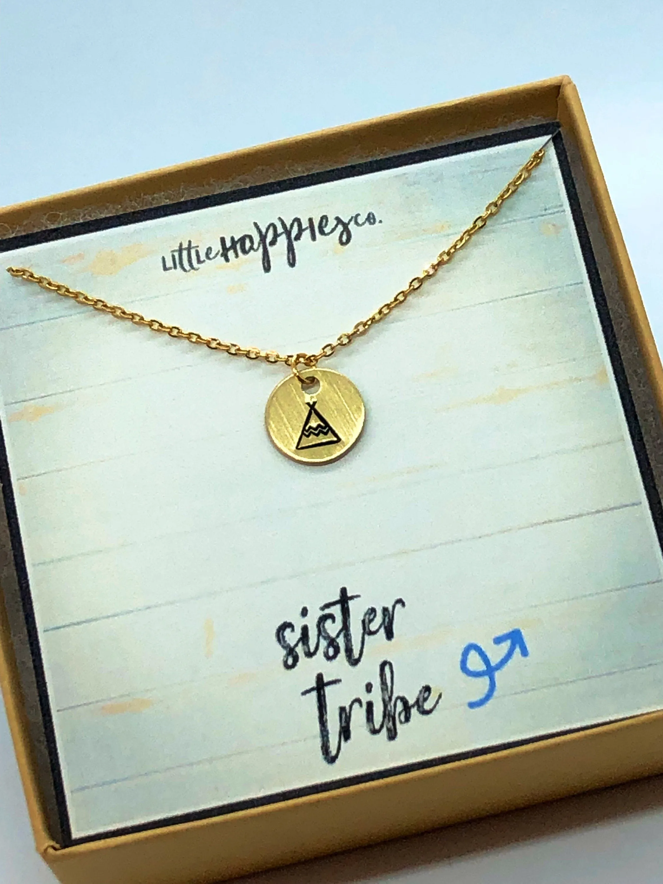 sister tribe, sister gift, gift for sister, sisters, sister necklace, personalized gift, tribal sister, jewelry, teepee charm, gold, silver