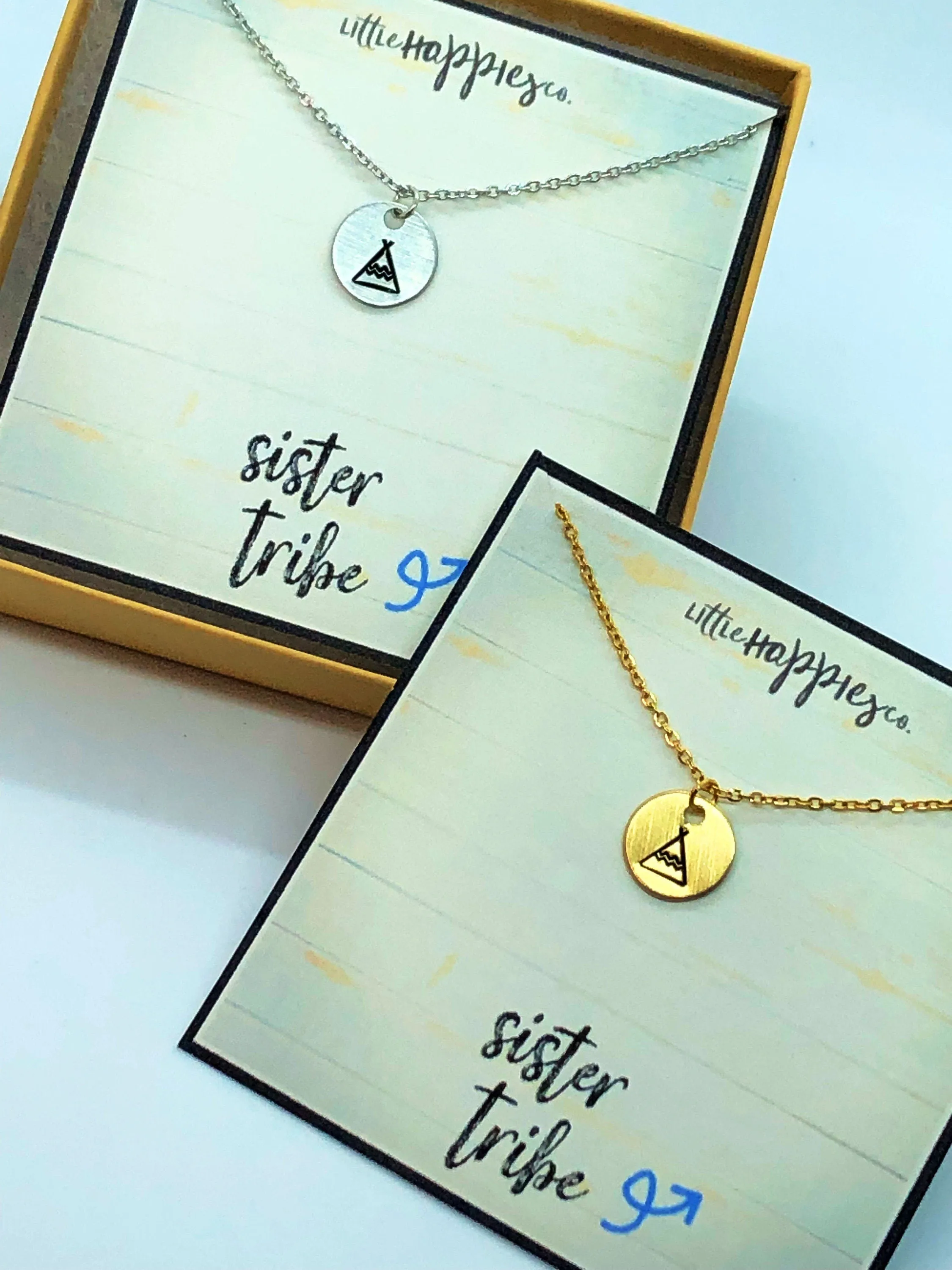 sister tribe, sister gift, gift for sister, sisters, sister necklace, personalized gift, tribal sister, jewelry, teepee charm, gold, silver