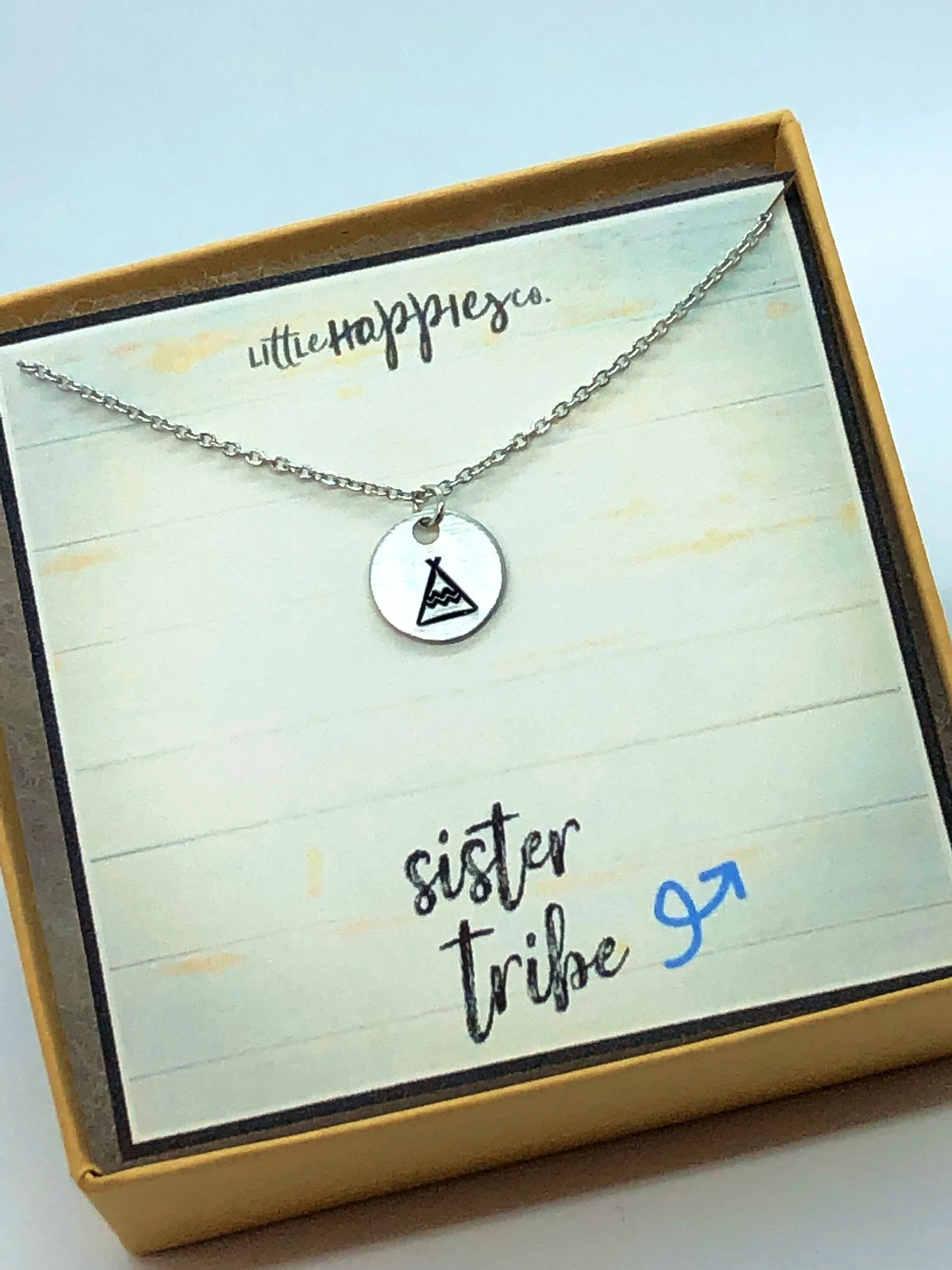 sister tribe, sister gift, gift for sister, sisters, sister necklace, personalized gift, tribal sister, jewelry, teepee charm, gold, silver