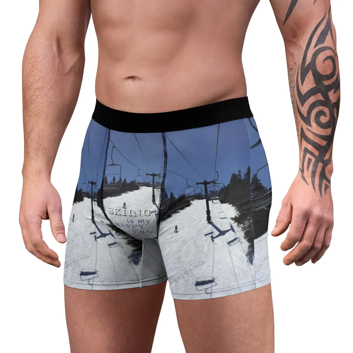 Skiing Is My Happy Place - Men's Boxer Briefs