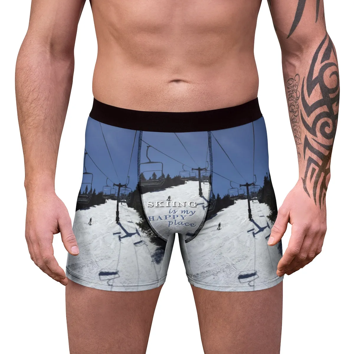 Skiing Is My Happy Place - Men's Boxer Briefs