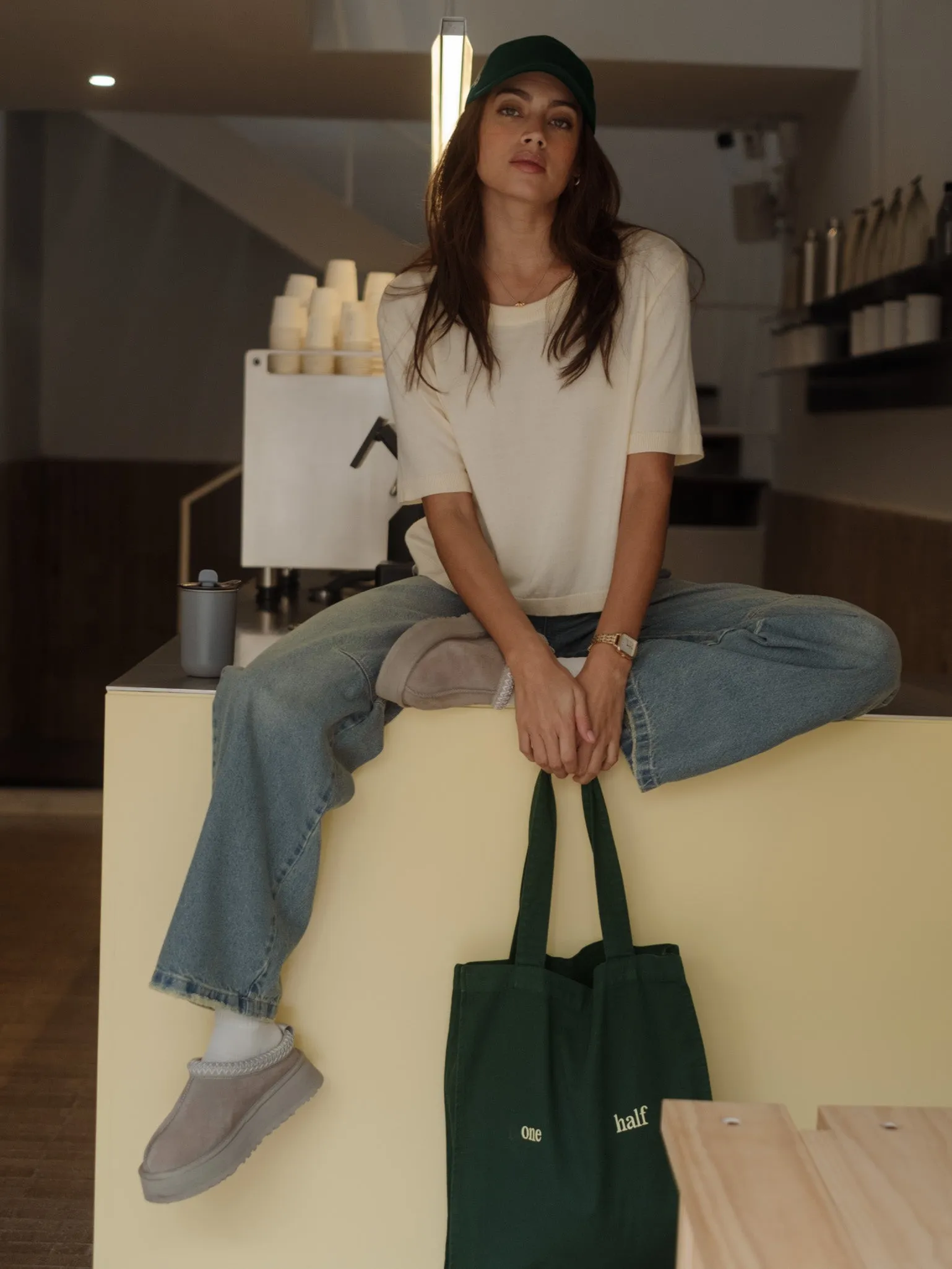 SLIM TOTE BAG - MYSTIC GREEN & YELLOW