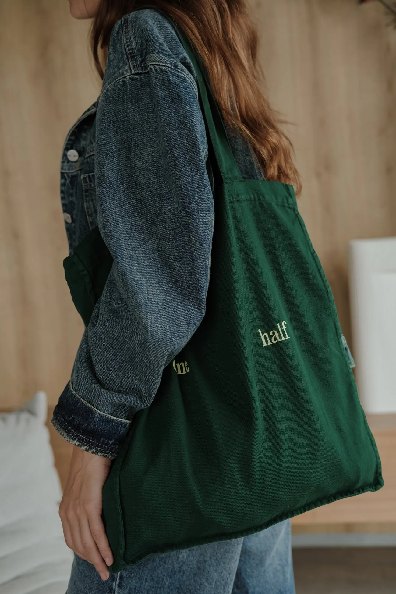 SLIM TOTE BAG - MYSTIC GREEN & YELLOW