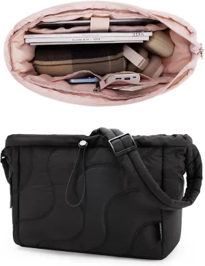 Small Quilted Tote Bag, Lightweight Crossbody Purses for Women, Travel Shoulder Handbags with Adjustable Strap