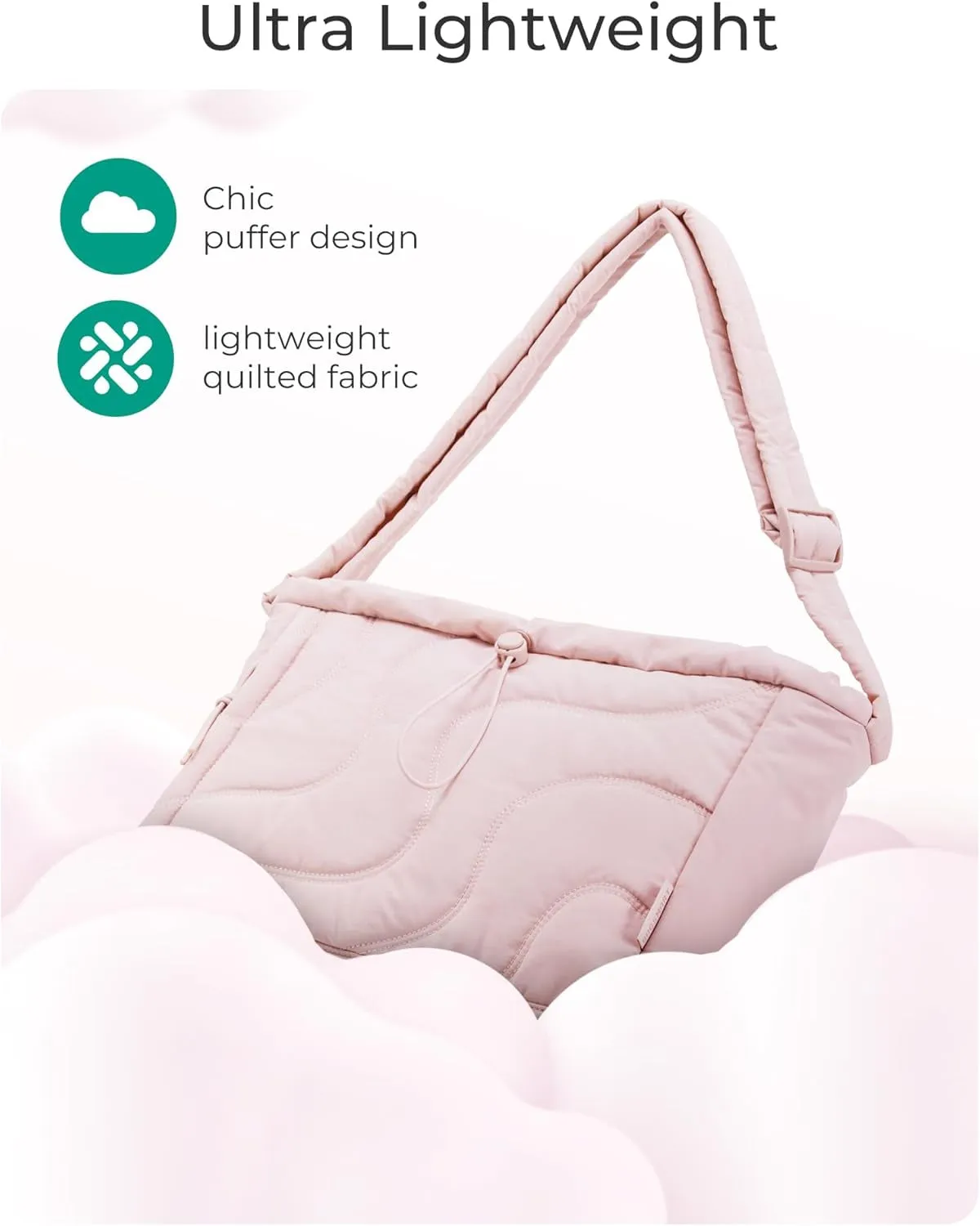 Small Quilted Tote Bag, Lightweight Crossbody Purses for Women, Travel Shoulder Handbags with Adjustable Strap