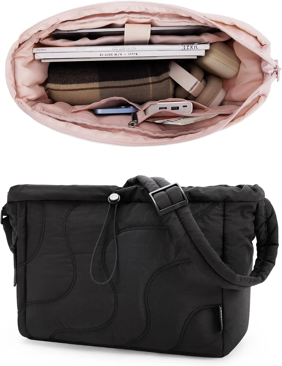 Small Quilted Tote Bag, Lightweight Crossbody Purses for Women, Travel Shoulder Handbags with Adjustable Strap