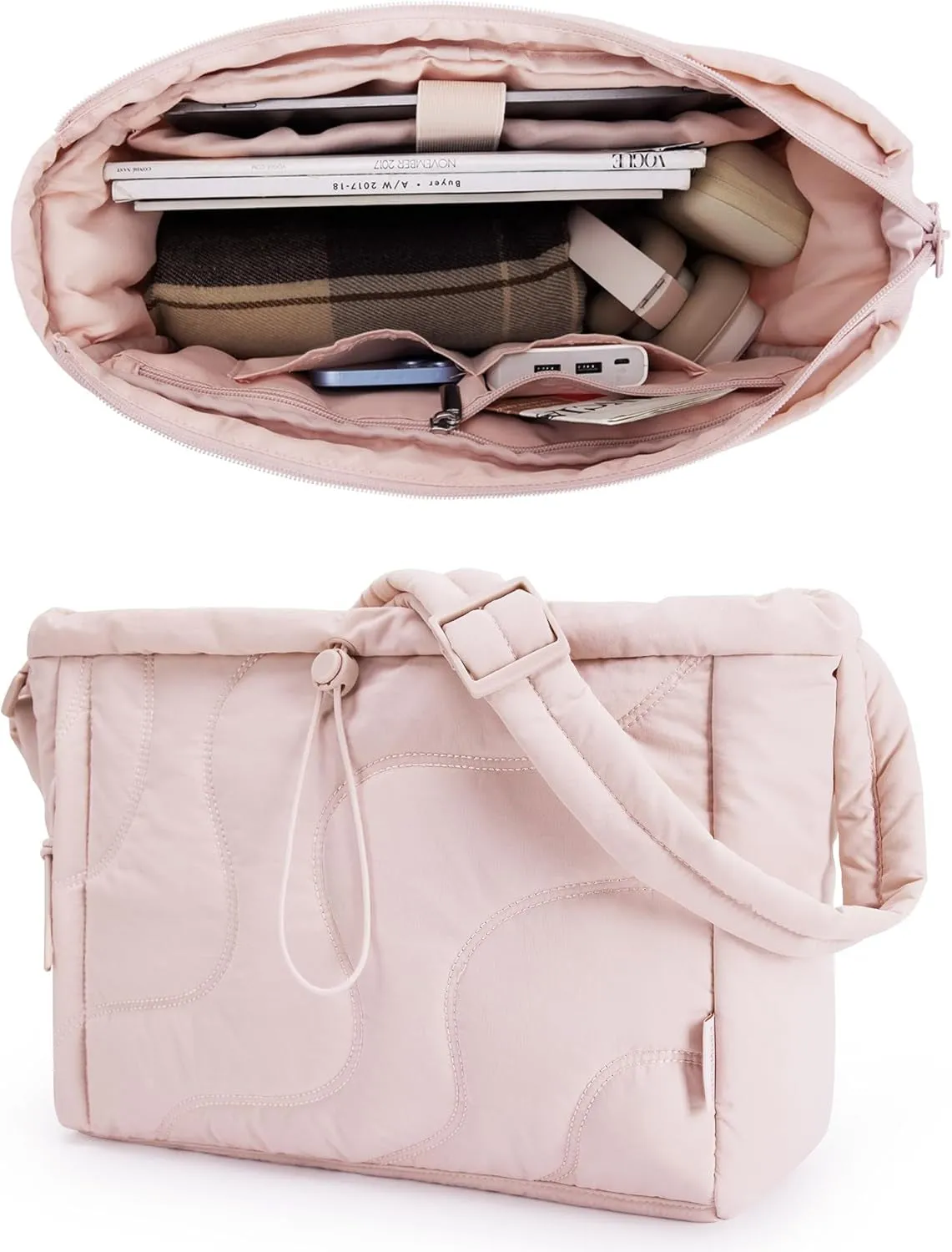 Small Quilted Tote Bag, Lightweight Crossbody Purses for Women, Travel Shoulder Handbags with Adjustable Strap
