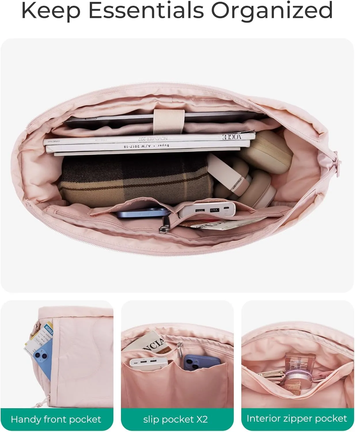 Small Quilted Tote Bag, Lightweight Crossbody Purses for Women, Travel Shoulder Handbags with Adjustable Strap