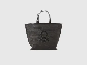 Solid Cotton Blend Zipper Tote Bag