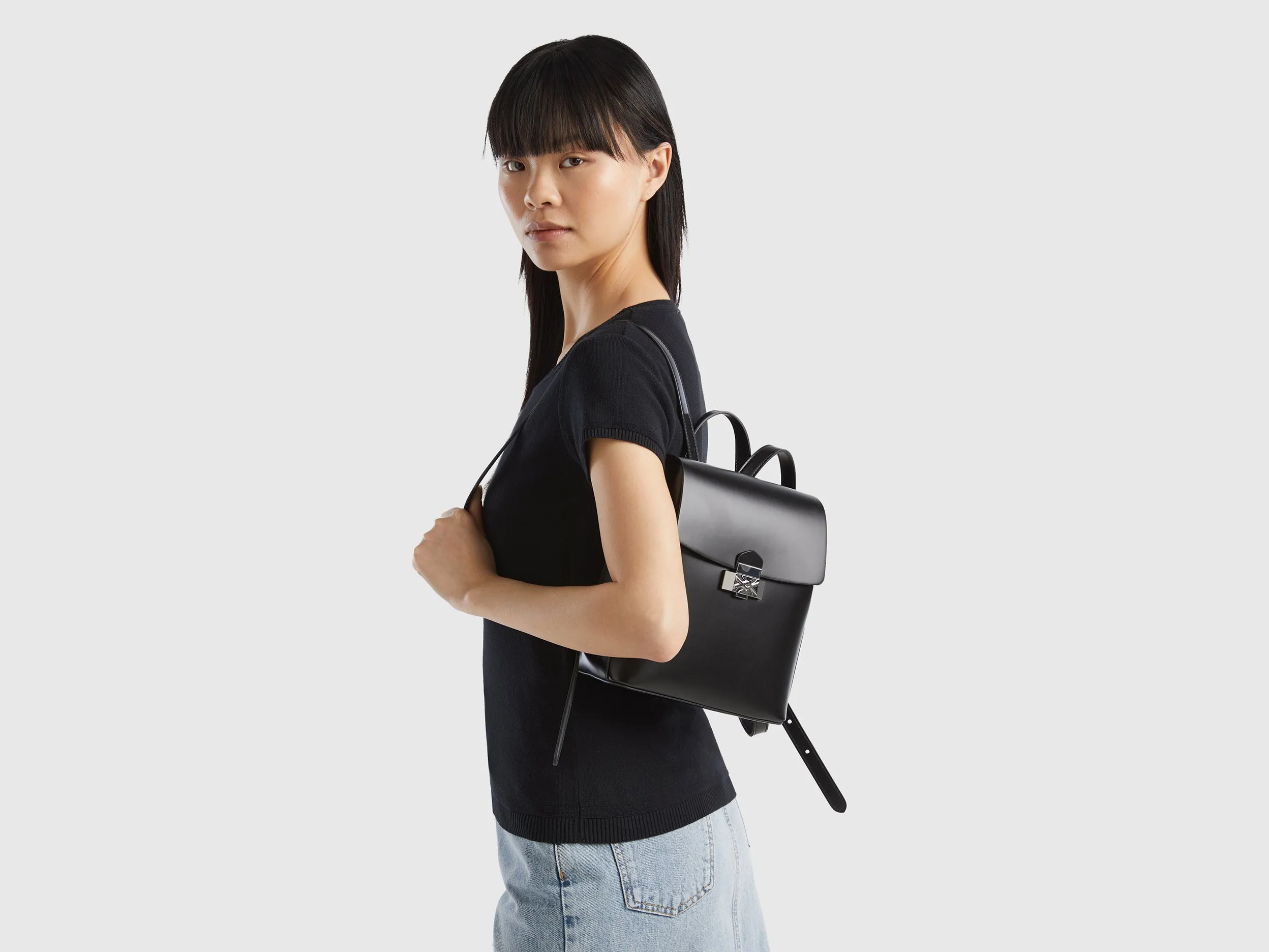 Solid Push Button Backpack