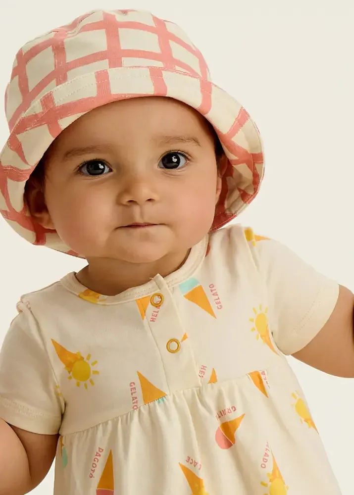 Sunrise - Terracotta Checker Jersey Baby & Kids Sun Hat