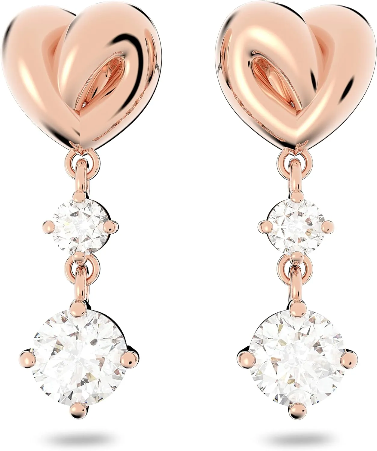 SWAROVSKI Lifelong Heart Necklace, Earrings, and Bracelet Crystal Jewelry Collection, Rose Gold & Rhodium Tone Finish