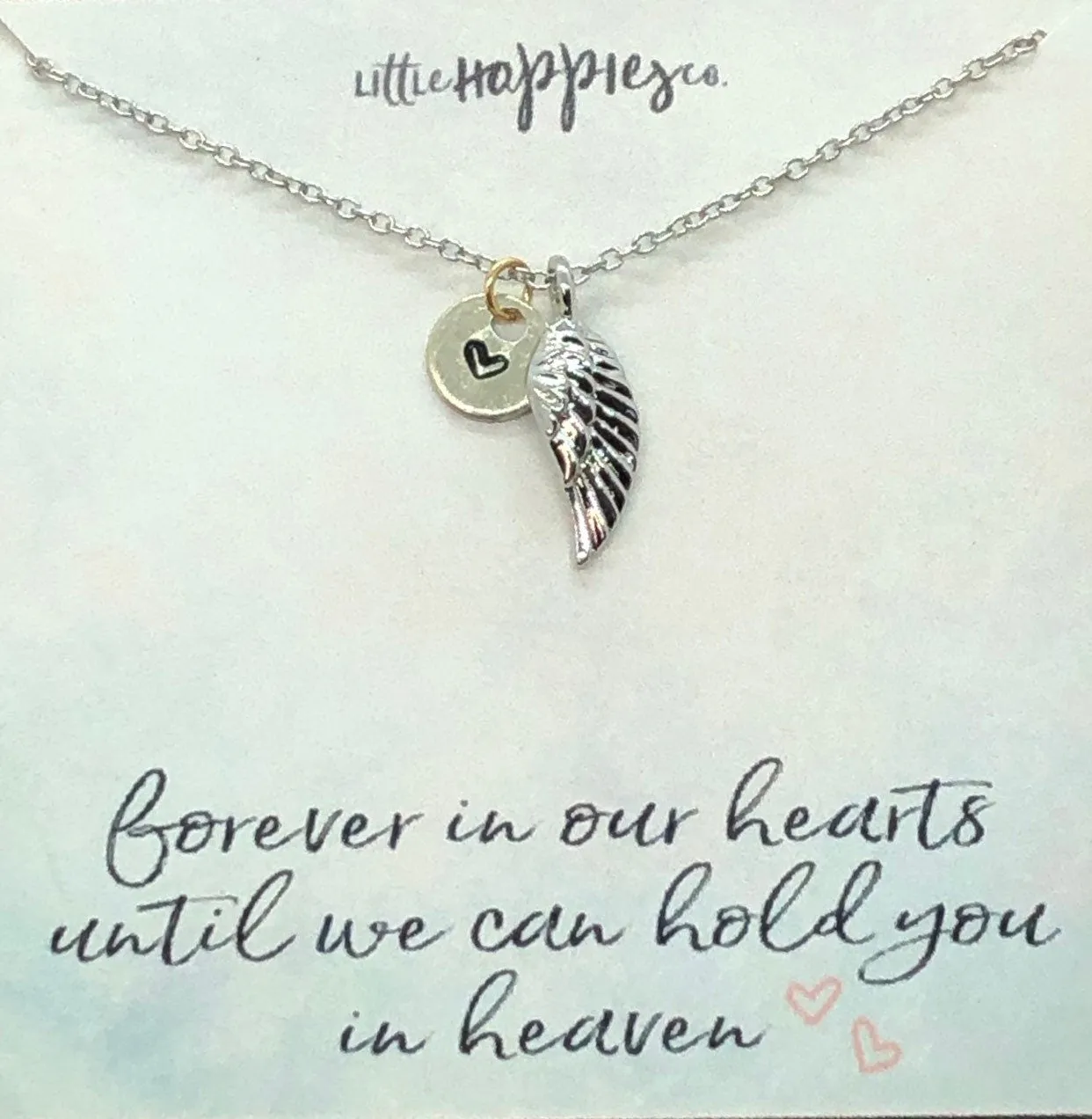 Sympathy/Grief Necklace - angel wing, heart  necklace, miscarriage gift, sympathy necklace, sympathy gift, grief gift, encouragement gift