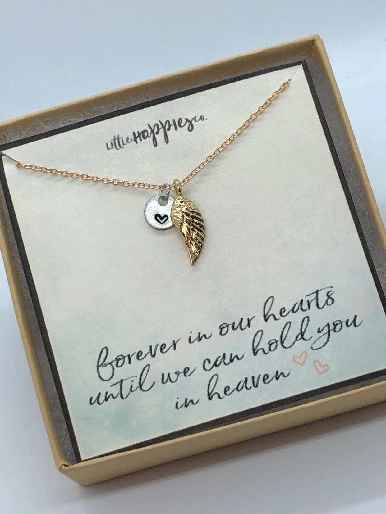 Sympathy/Grief Necklace - angel wing, heart  necklace, miscarriage gift, sympathy necklace, sympathy gift, grief gift, encouragement gift