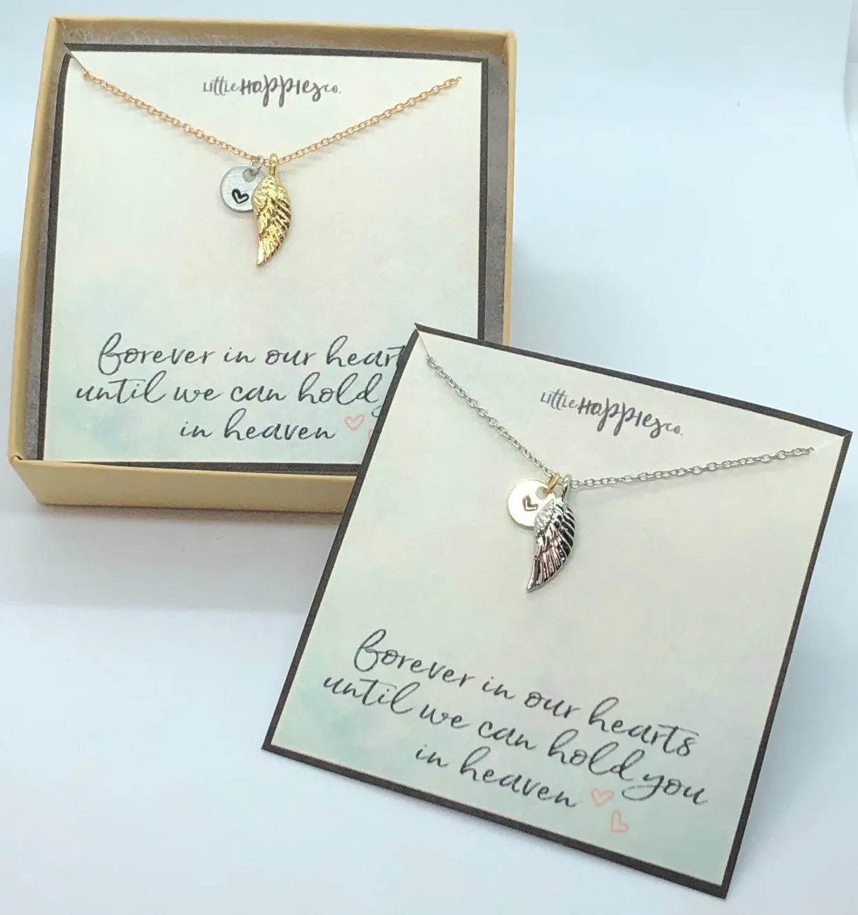 Sympathy/Grief Necklace - angel wing, heart  necklace, miscarriage gift, sympathy necklace, sympathy gift, grief gift, encouragement gift