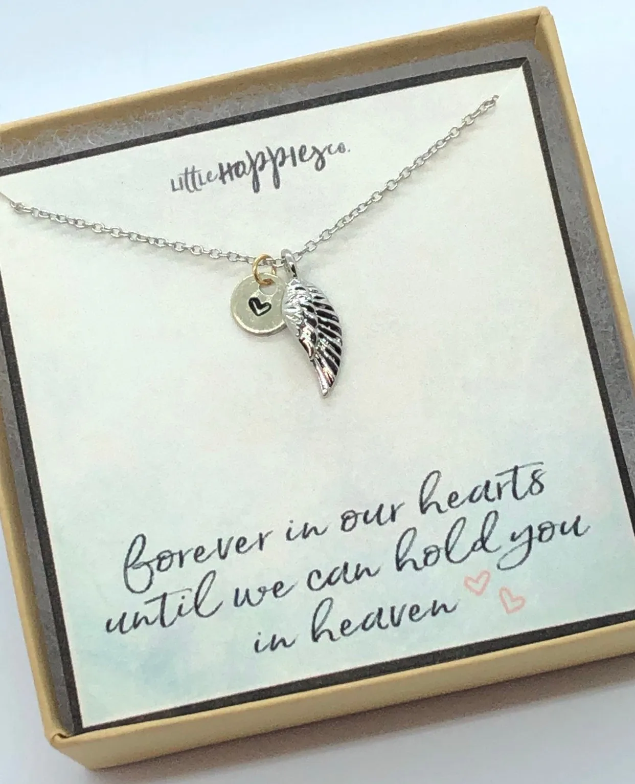 Sympathy/Grief Necklace - angel wing, heart  necklace, miscarriage gift, sympathy necklace, sympathy gift, grief gift, encouragement gift