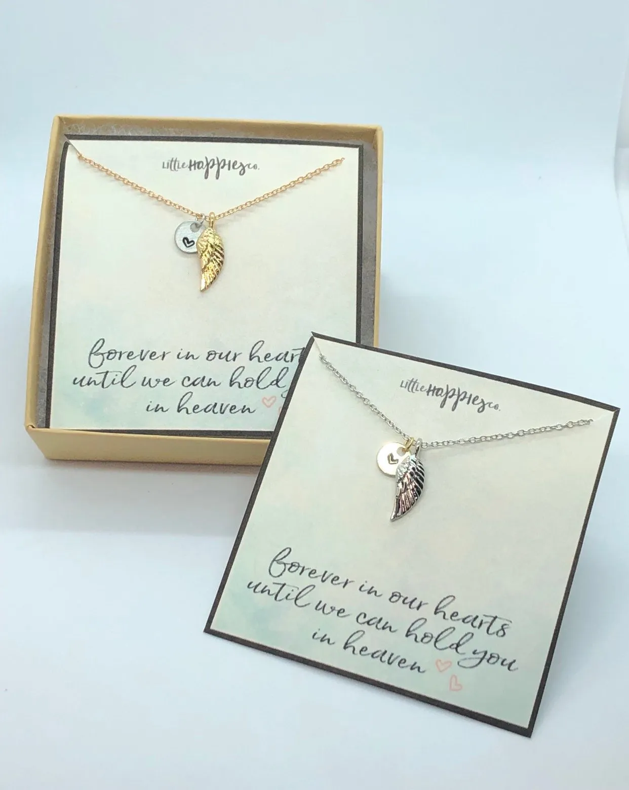 Sympathy/Grief Necklace - angel wing, heart  necklace, miscarriage gift, sympathy necklace, sympathy gift, grief gift, encouragement gift