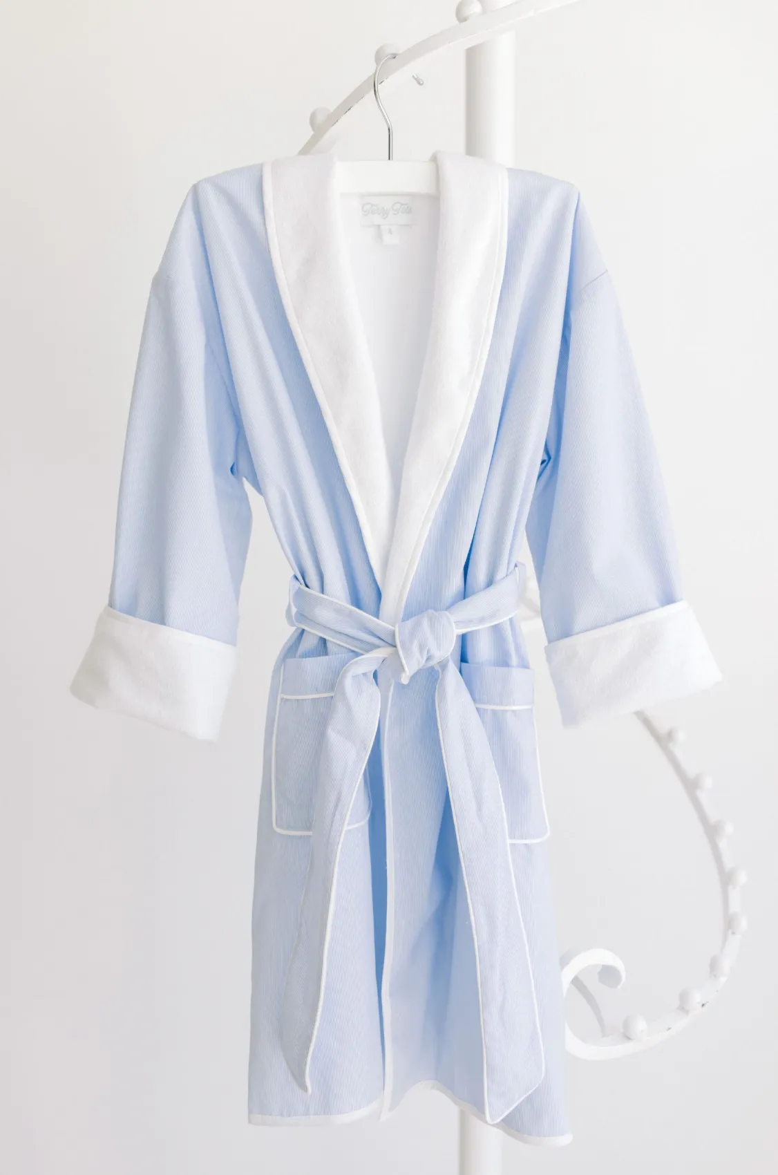 Terry Tots: Bathrobe – Blue Pinstripe