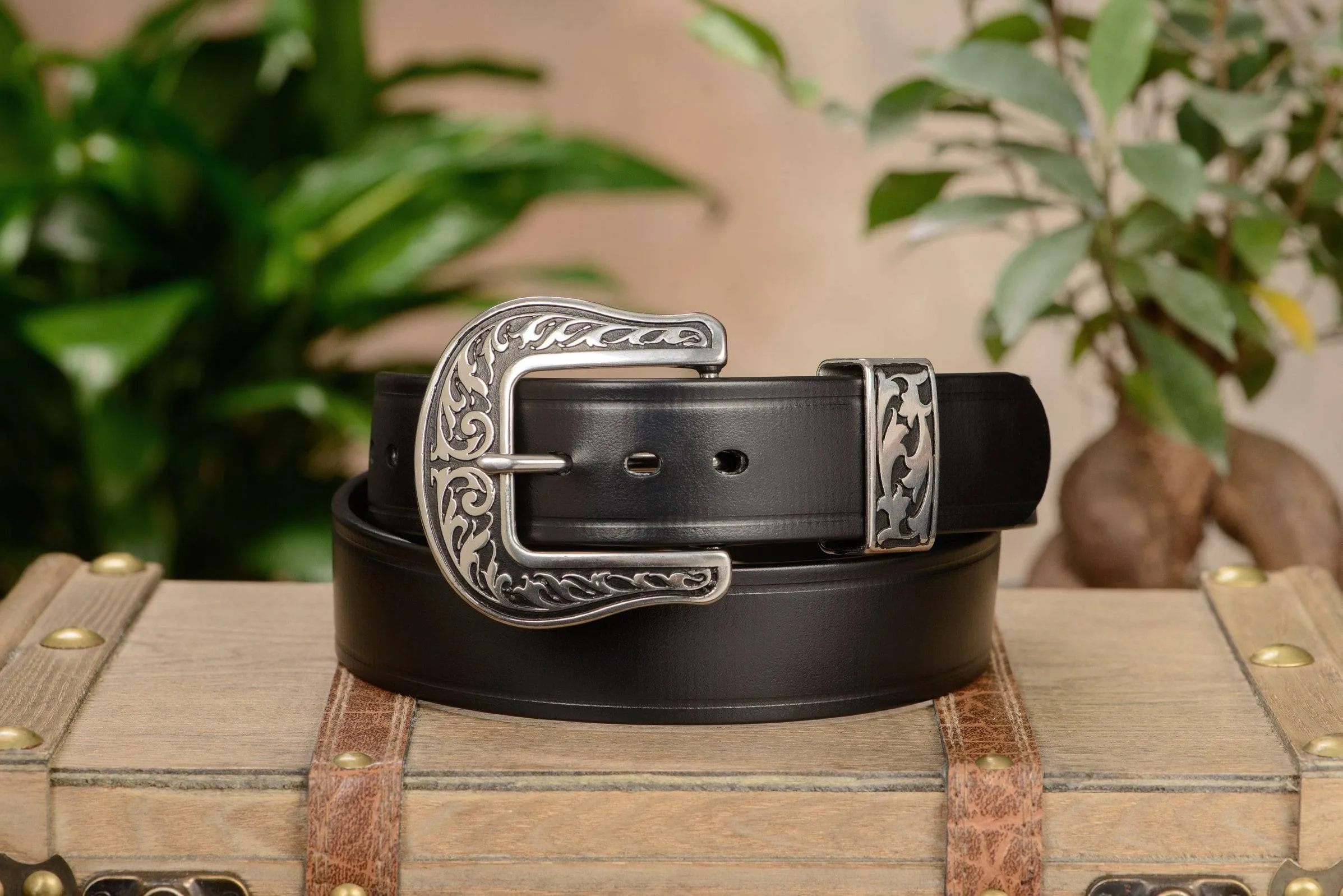 The Hercules Belt™ -  Black Max Thick With Western Buckle And Keeper 1.50" (H570BK)