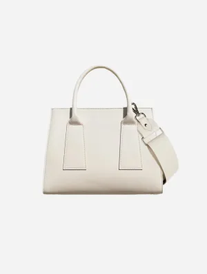 The L Vegan Grape Leather Shoulder Strap Tote Bag | Cream