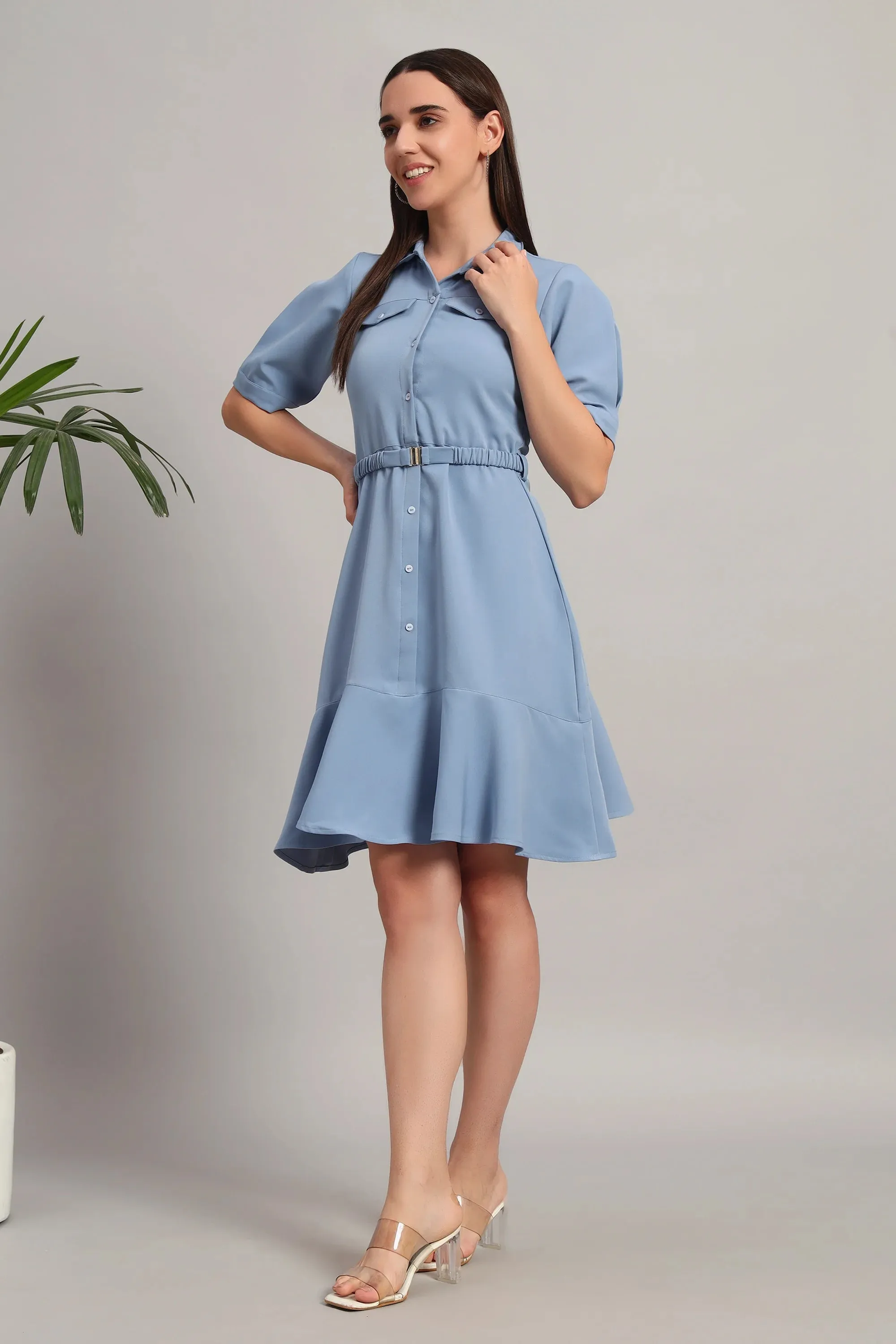 The Summer Shirt Dress, Blue
