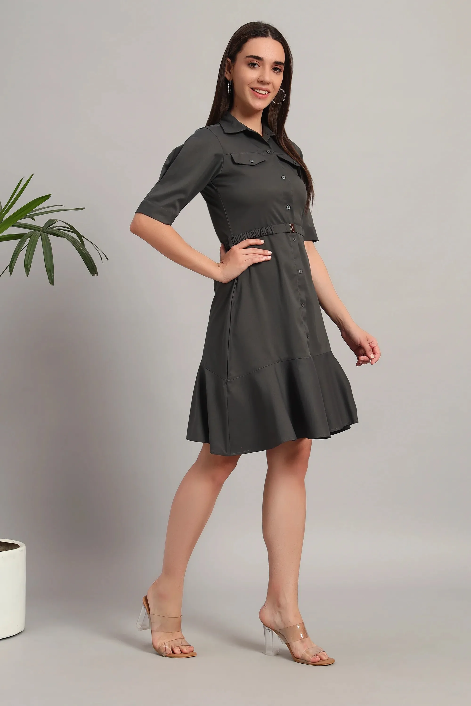 The Summer Shirt Dress,  Bluish Gray