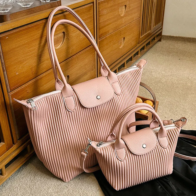 Top Handle Pleated Tote