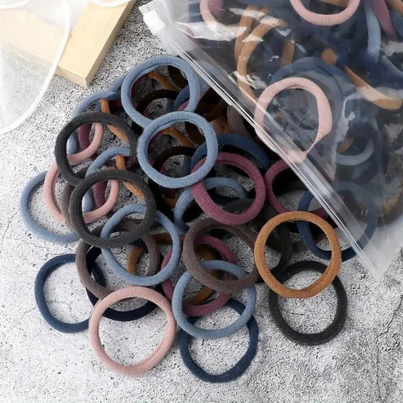 Towel Ring Hair Bands 4cm Solid Color Elastic Hair Rope Female Height Hair Accessory For Ponytail