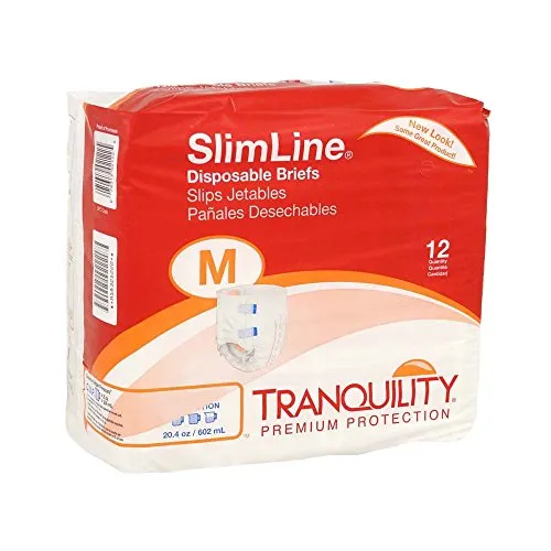Tranquility SlimLine Fitted Briefs Size Medium Case/96 (8 bags of 12)