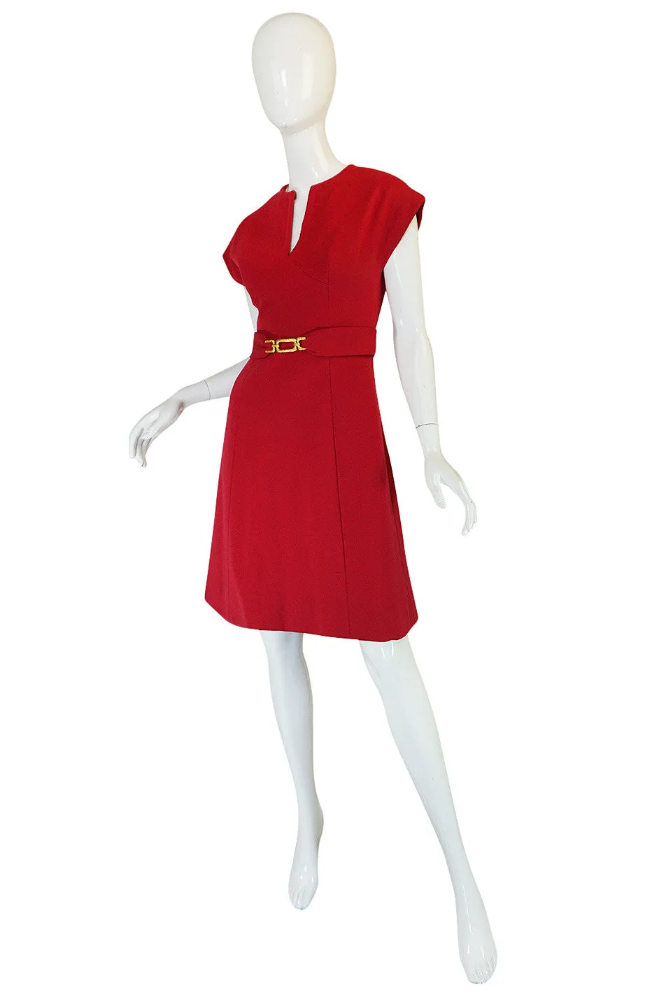 Treasure Item - c1973 Red Knit Wool Dress & Belt from Saks