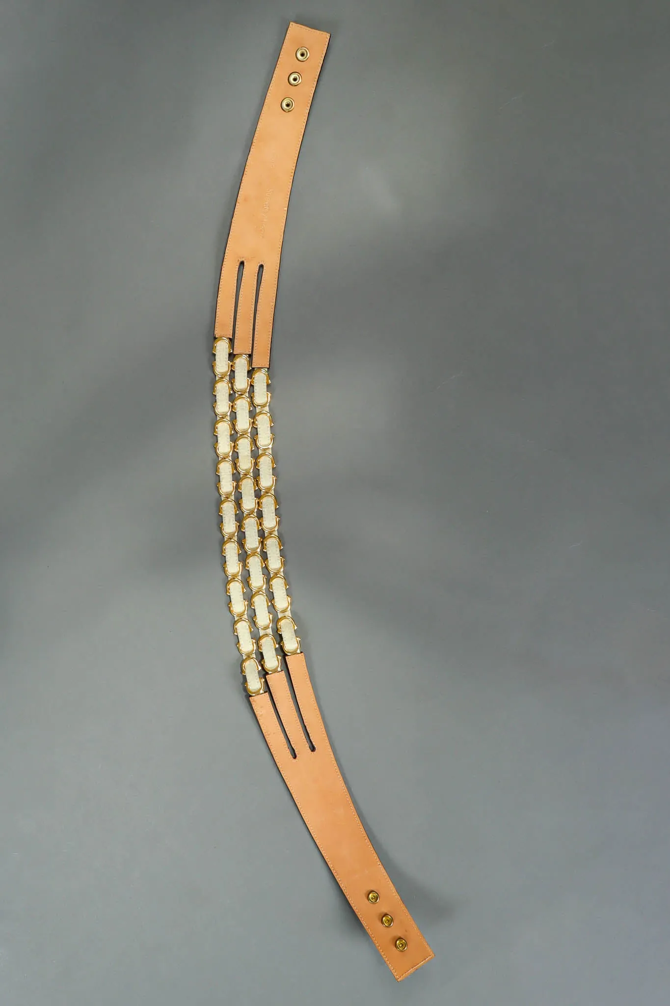 Triple Strap Leather Snap Belt