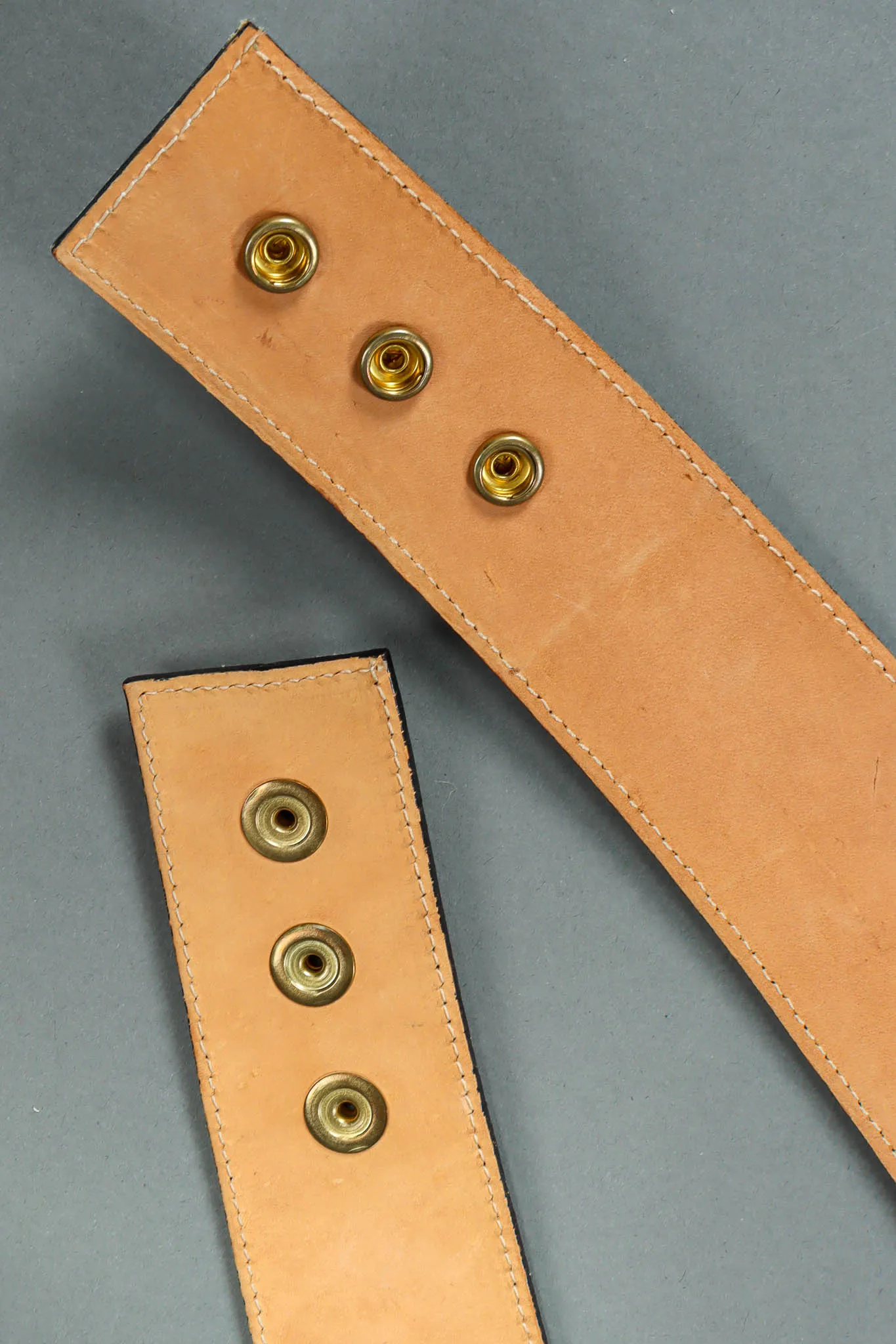 Triple Strap Leather Snap Belt