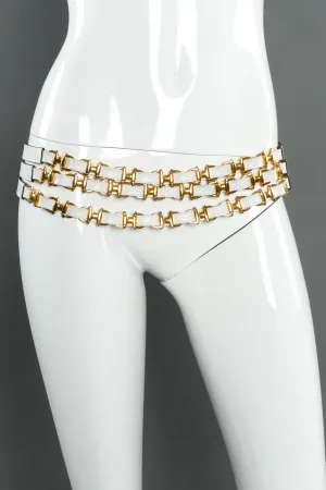 Triple Strap Leather Snap Belt