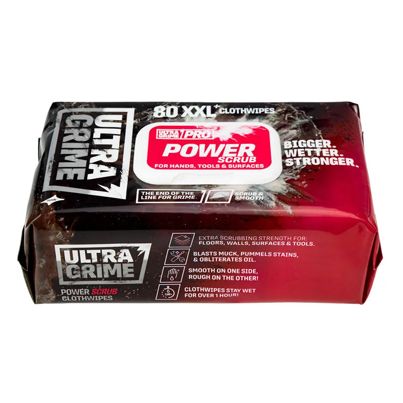 Ultragrime Pro Power Scrub XXL Wipes 80 Pack - IBF