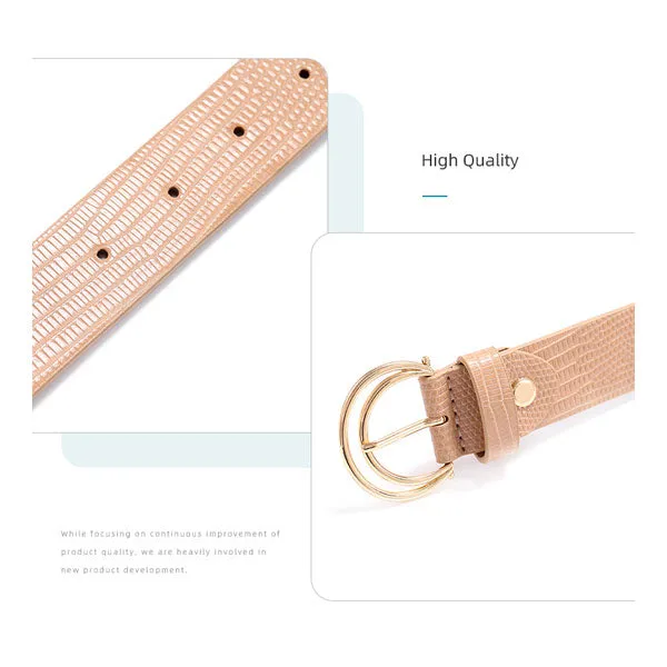 Unique Moon Buckle Belt for Ladies(Khaki)