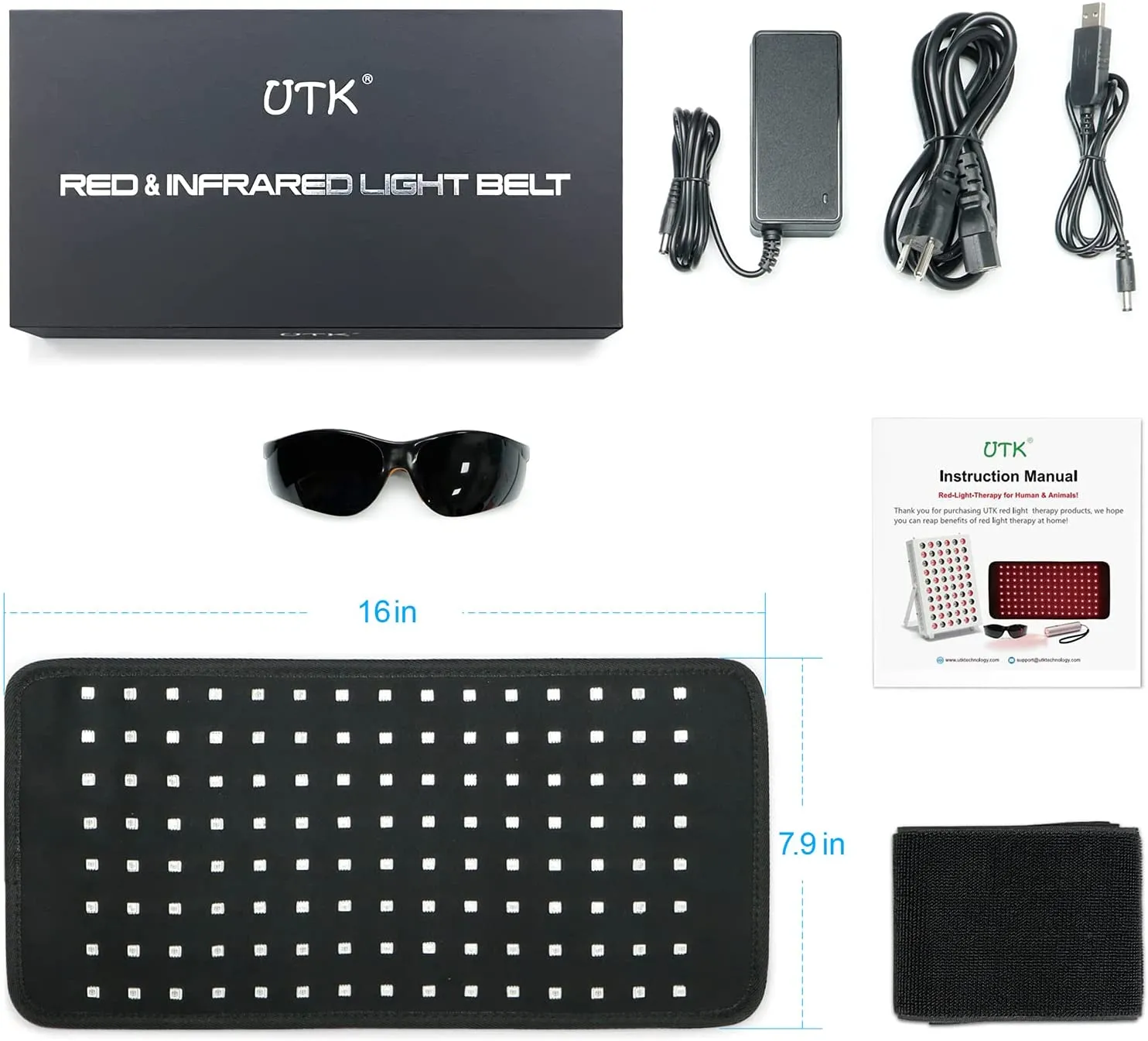 UTK Red Infrared Light Therapy Pads for Back Shoulder Pain Relief,LED 660＆850nm Wearable Wrap