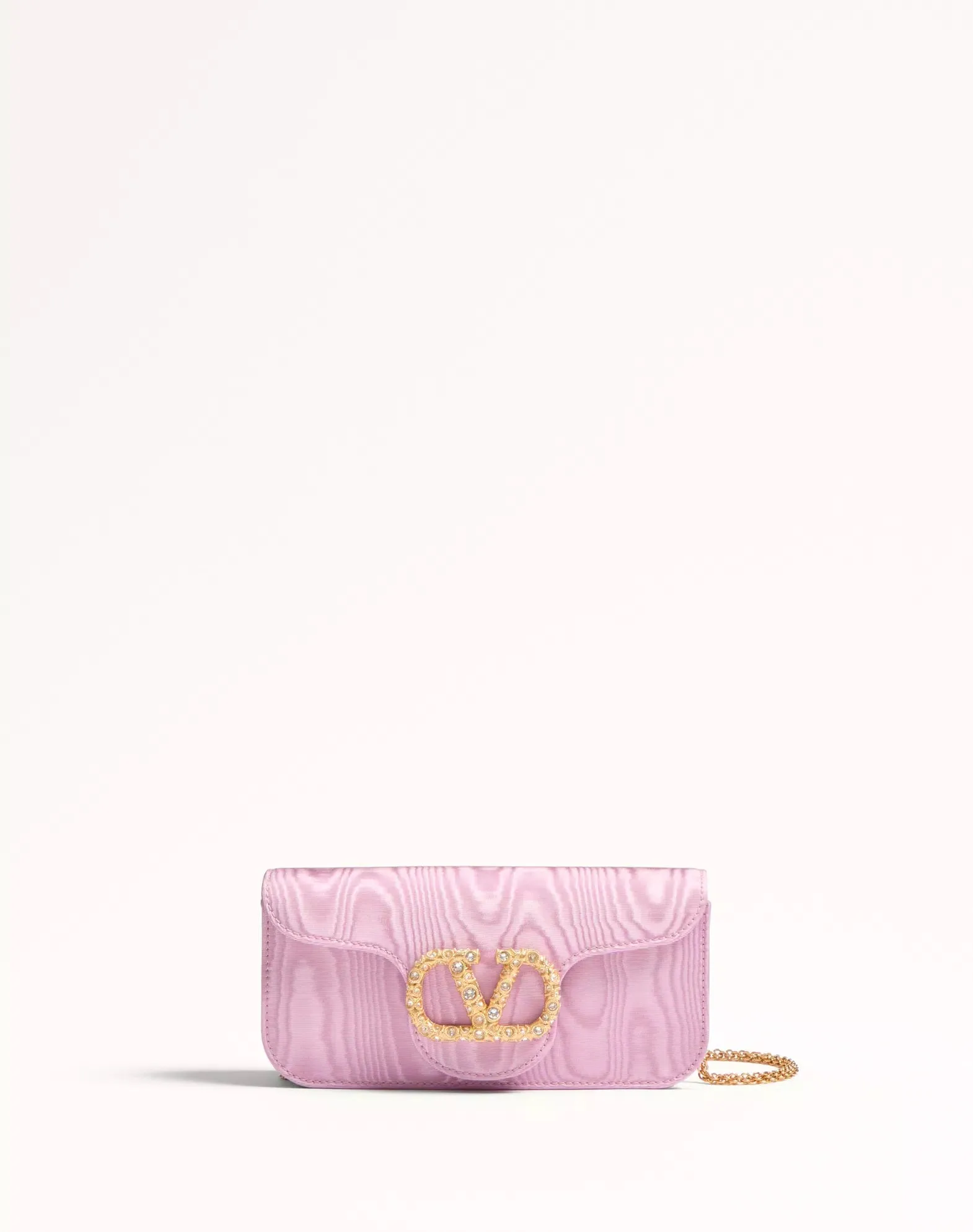 Valentino Garavani Locò Moiré Fabric Clutch With Jewel Logo