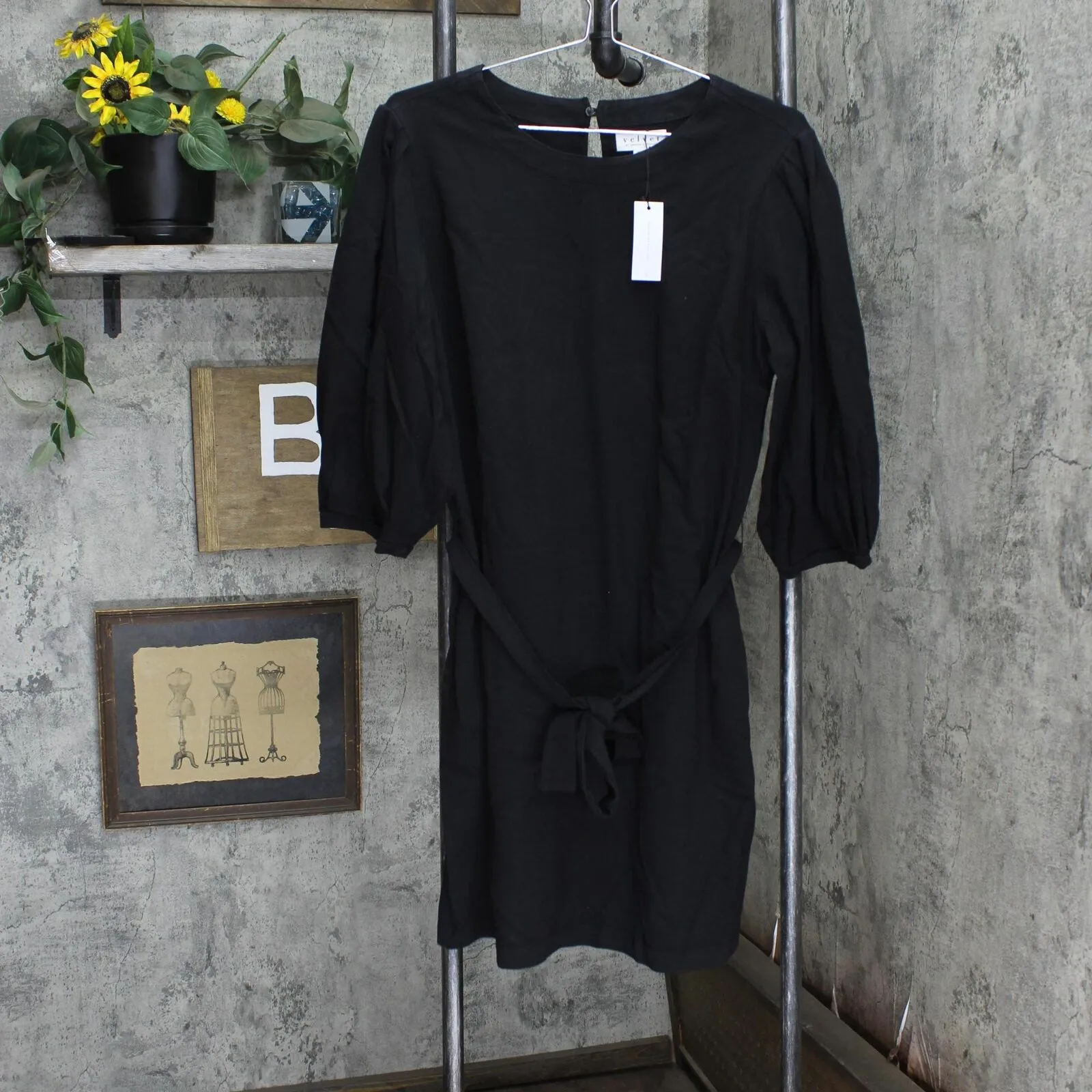 Velvet By Graham & Spencer Daisee Light Structure Cotton Puff Dress Black XL