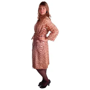 Vintage Cat Print Swing Coat 1950S Acetate /Scarf & Belt Rain Paka