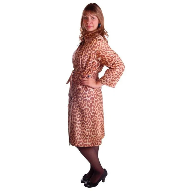 Vintage Cat Print Swing Coat 1950S Acetate /Scarf & Belt Rain Paka