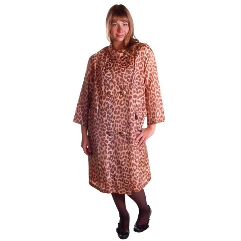 Vintage Cat Print Swing Coat 1950S Acetate /Scarf & Belt Rain Paka