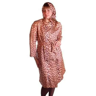 Vintage Cat Print Swing Coat 1950S Acetate /Scarf & Belt Rain Paka